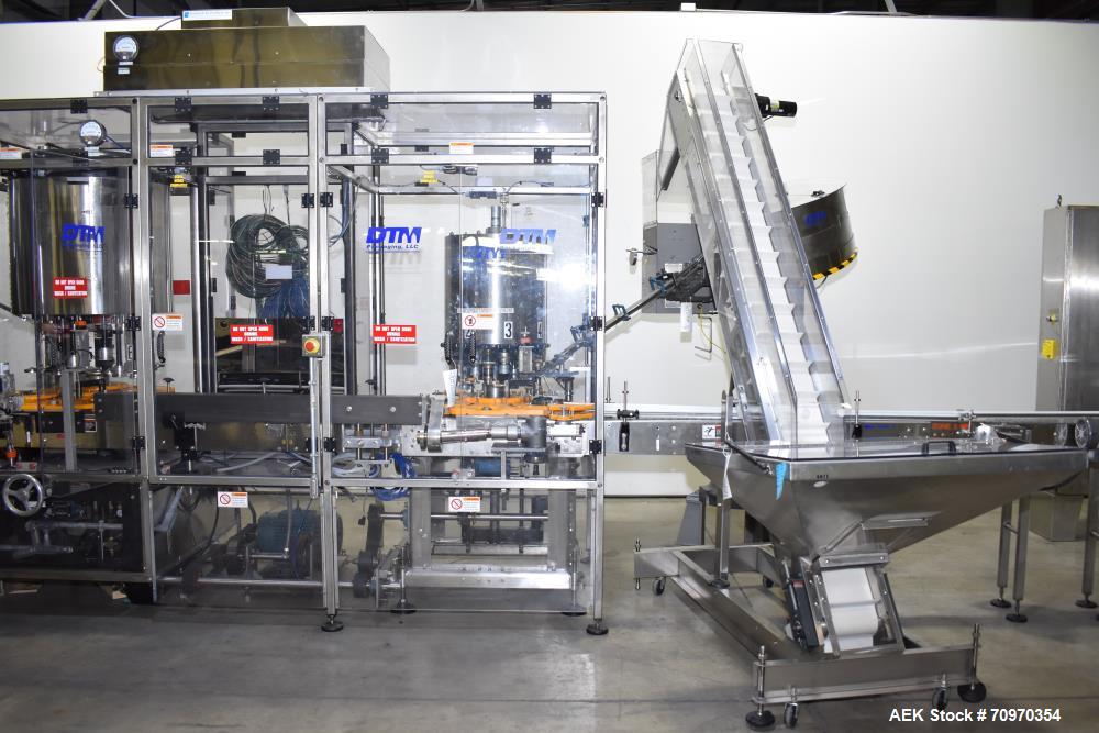 DTM Purefill 2000 Liquid Filling Line w/Pneumatic Scale Plugger and Capper